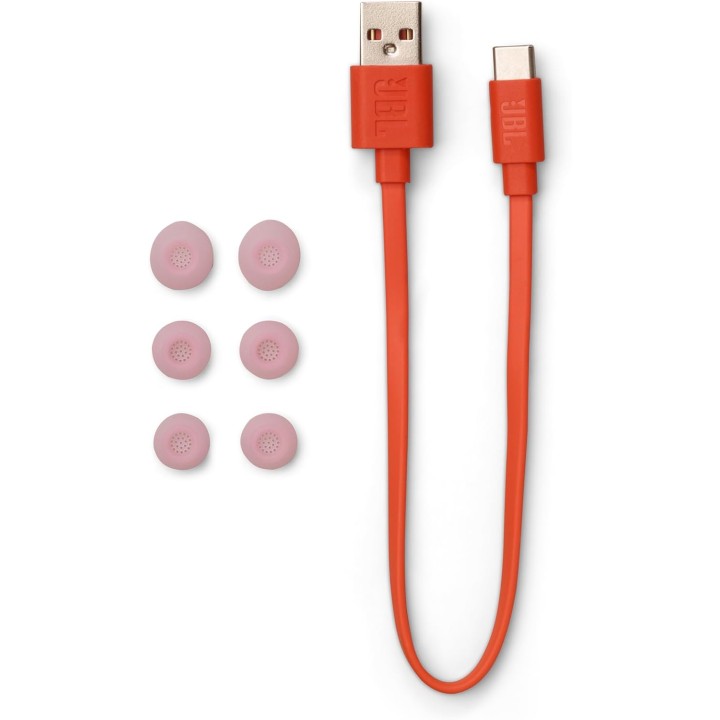 Écouteurs sans fil JBL Vibe Buds 2 – Suppression du bruit, Pure Bass, 40h, rose