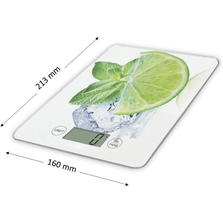 Balance de cuisine électronique extra-plate 5 kg - décor citron - plateau verre trempé