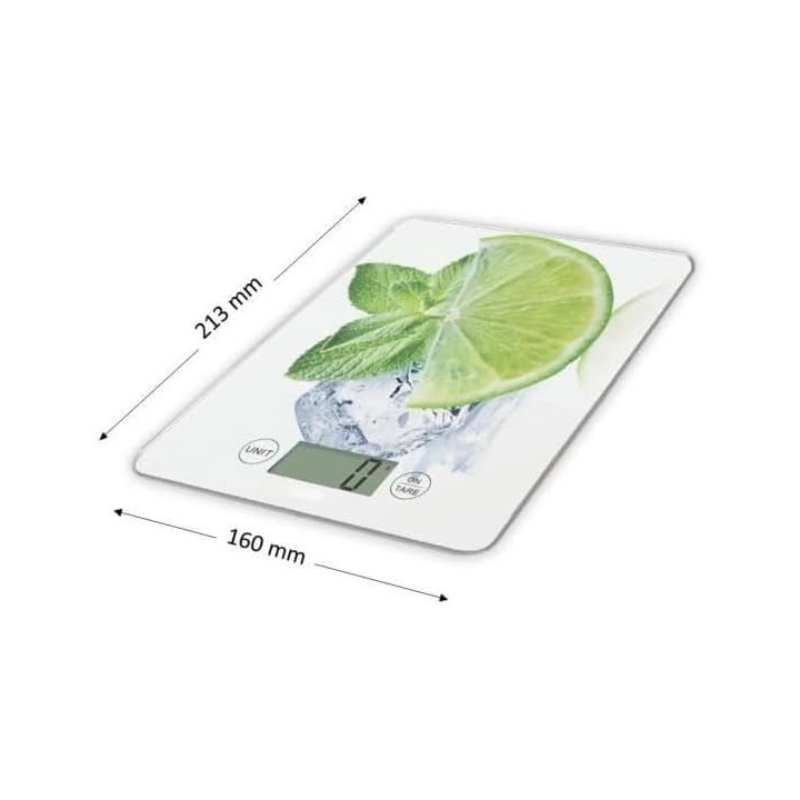 Balance de cuisine électronique extra-plate 5 kg - décor citron - plateau verre trempé