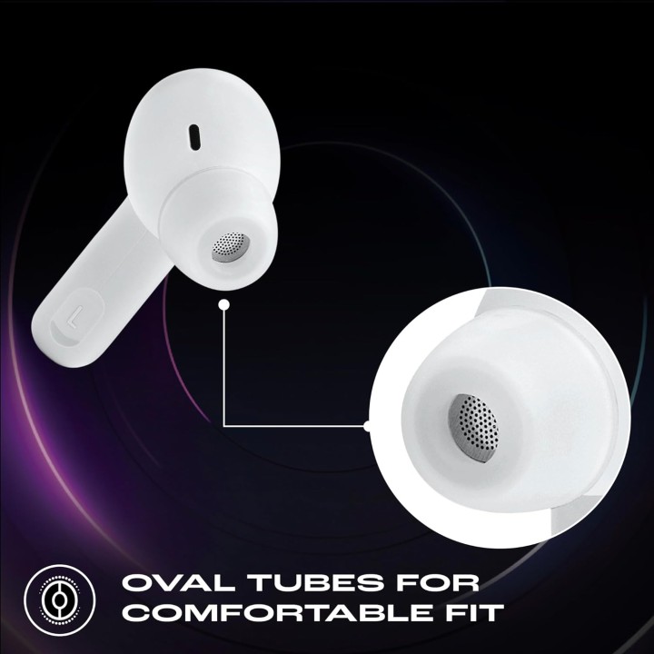 Écouteurs sans fil JBL Tune Beam - Réduction de bruit, Bluetooth 5.3, autonomie 48h - Blanc