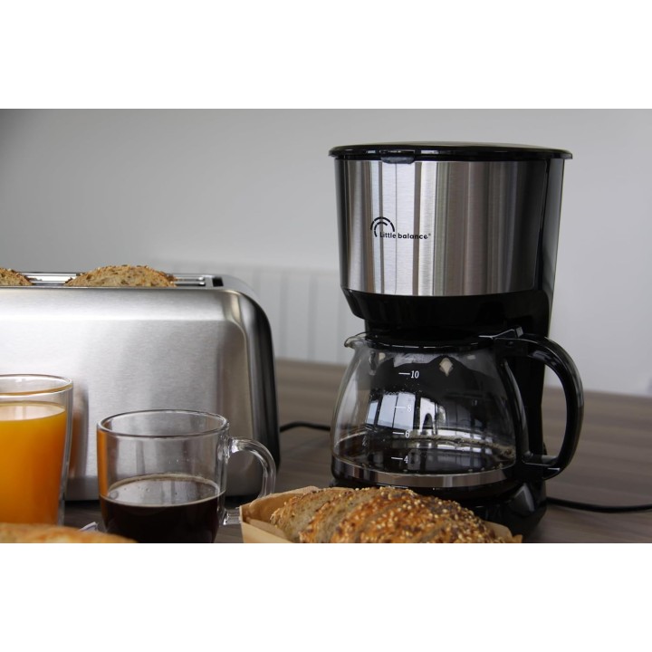 Cafetière filtre 10 tasses - Verseuse verre, inox, maintien au chaud, anti-gouttes