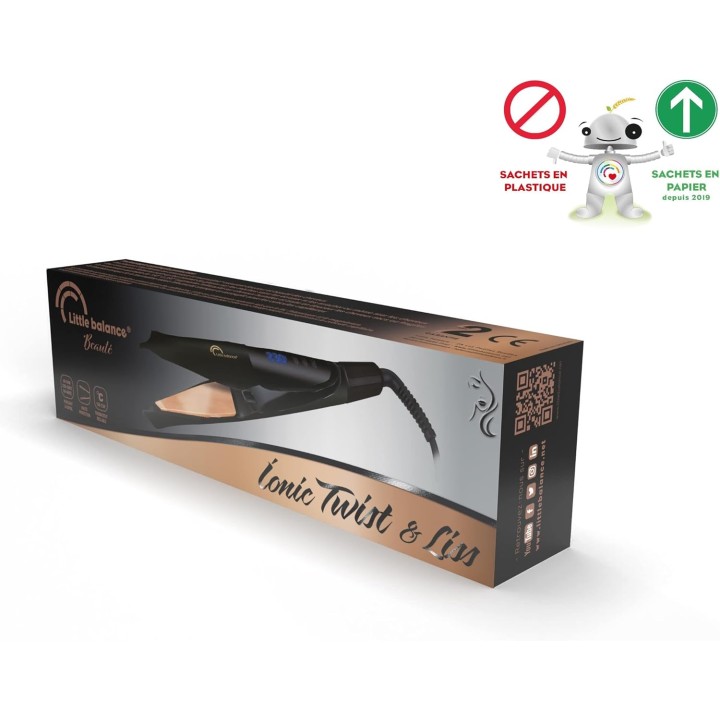 Boucleur lisseur 2 en 1 plaques XL flottantes céramique tormaline - technologie ionique LITTLE BA...