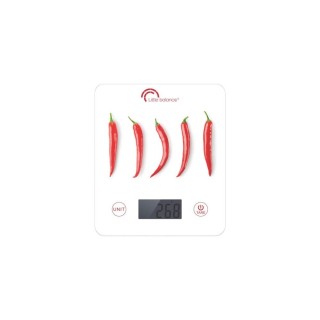 Balance de cuisine électronique 5 kg/1 g - Verre trempé - Recharge USB - LCD blanc