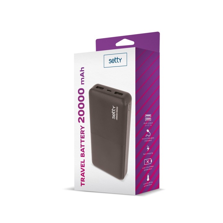Batterie de secours PowerBank 20000mAh - Setty - Recharge mobile portable