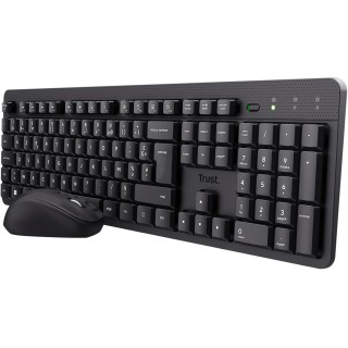Pack clavier et souris sans fil Trust - Silencieux AZERTY résistant éclaboussures noir