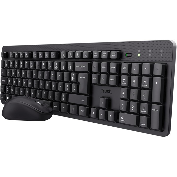 Pack clavier et souris sans fil Trust - Silencieux AZERTY résistant éclaboussures noir