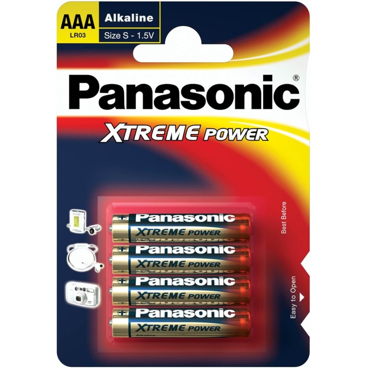 Piles AAA Panasonic LR03 alcalines - Pack de 4 - 1,5V