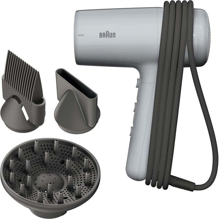 Sèche-cheveux Braun 2200W - Technologie ionique IONTEC - 3 accessoires - Gris satiné