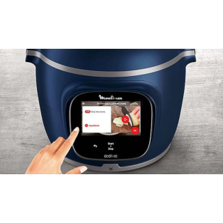 Multicuiseur Cookeo Pro Moulinex 4L - Écran tactile, céramique, cuisson rapide, bleu