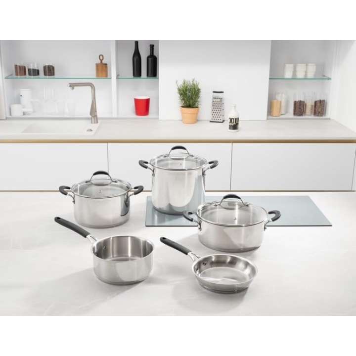 Casserole 16 cm acier inoxydable fond Lagotherm poignée silicone - Lagostina