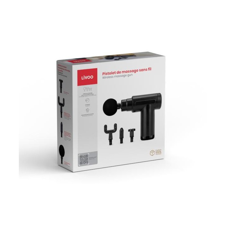 Pistolet de massage sans fil SAGE DOS200 – Ergonomique, 4 têtes, autonomie longue