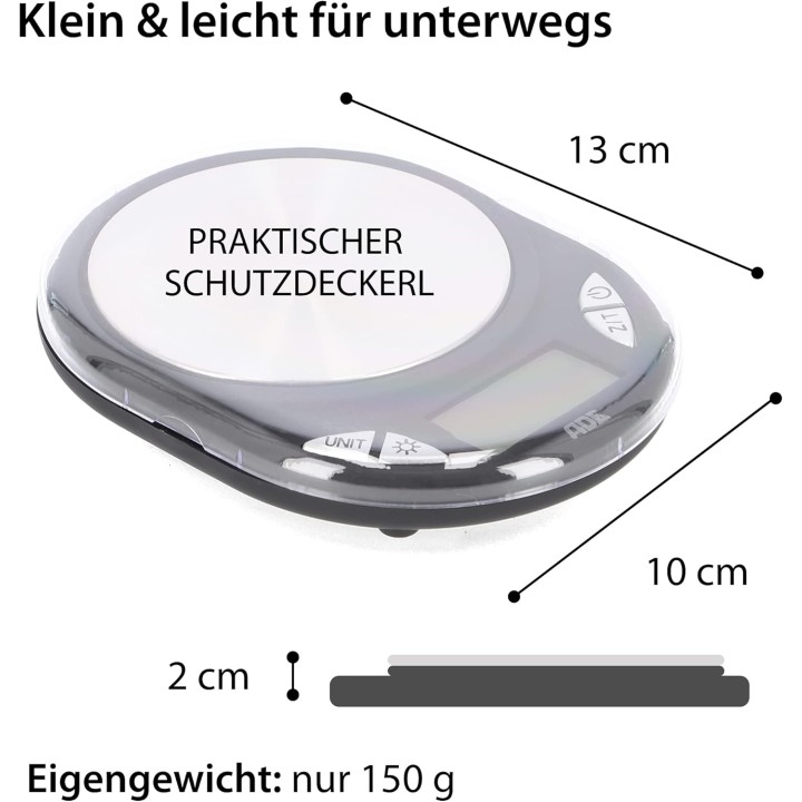 Balance de précision digitale 0,01g ADE TE1700 - Acier brossé noir compacte