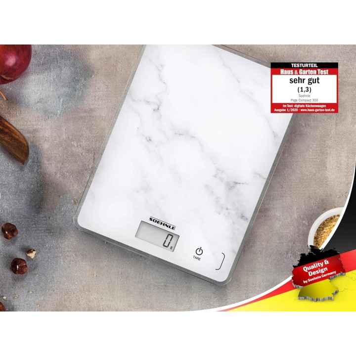 Balance de cuisine électronique compacte Soehnle Page 300 Marble - précision 1 g 5 kg