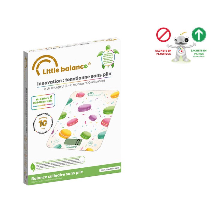 Balance de cuisine extra plate USB rechargeable réparable 5 kg verre - LITTLE BALANCE