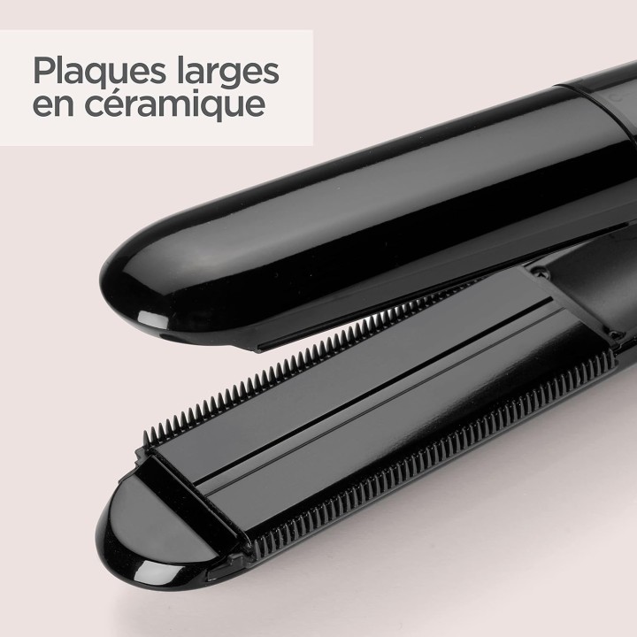Lisseur vapeur BaByliss - Plaques larges céramique, 5 températures, arrêt auto