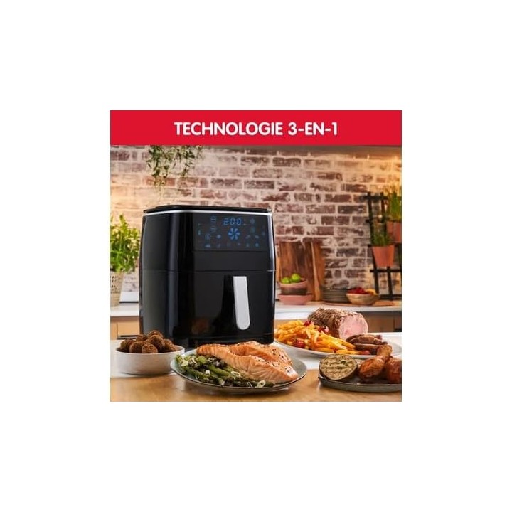 Friteuse airfryer 3-en-1 vapeur et gril 6,5L 1700W - Moulinex Easy Fry noire