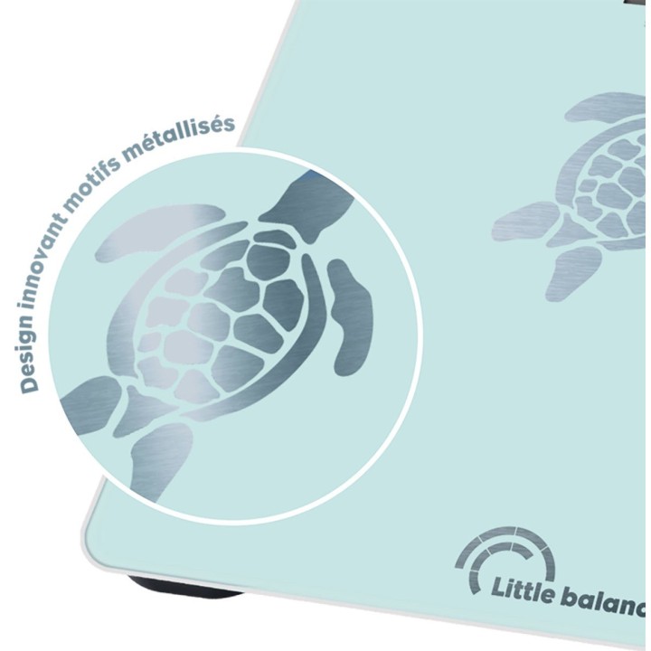 Pèse-personne design tortue métallisée - Batterie rechargeable USB - 180 kg QUARTEK