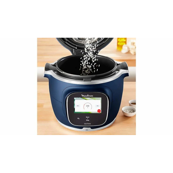 Multicuiseur Cookeo Pro Moulinex 4L - Écran tactile, céramique, cuisson rapide, bleu