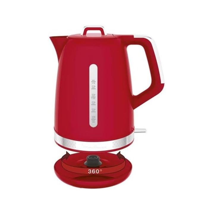 Bouilloire électrique 1,7 L 2400 W - Moulinex - design rouge élégant