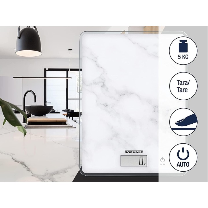 Balance de cuisine électronique compacte Soehnle Page 300 Marble - précision 1 g 5 kg