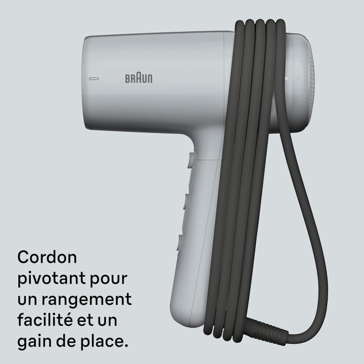 Sèche-cheveux Braun 2200W - Technologie ionique IONTEC - 3 accessoires - Gris satiné