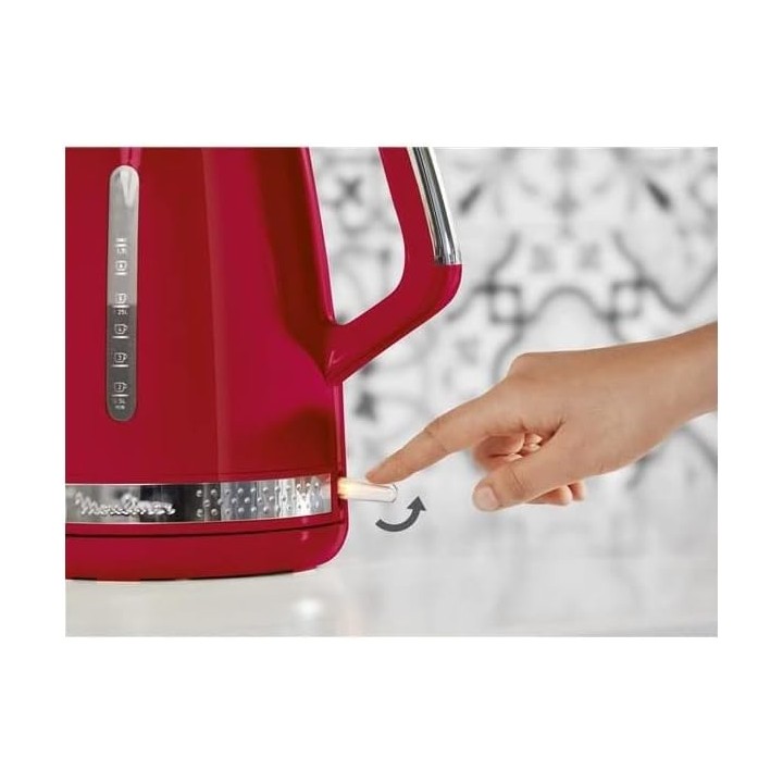 Bouilloire électrique 1,7 L 2400 W - Moulinex - design rouge élégant