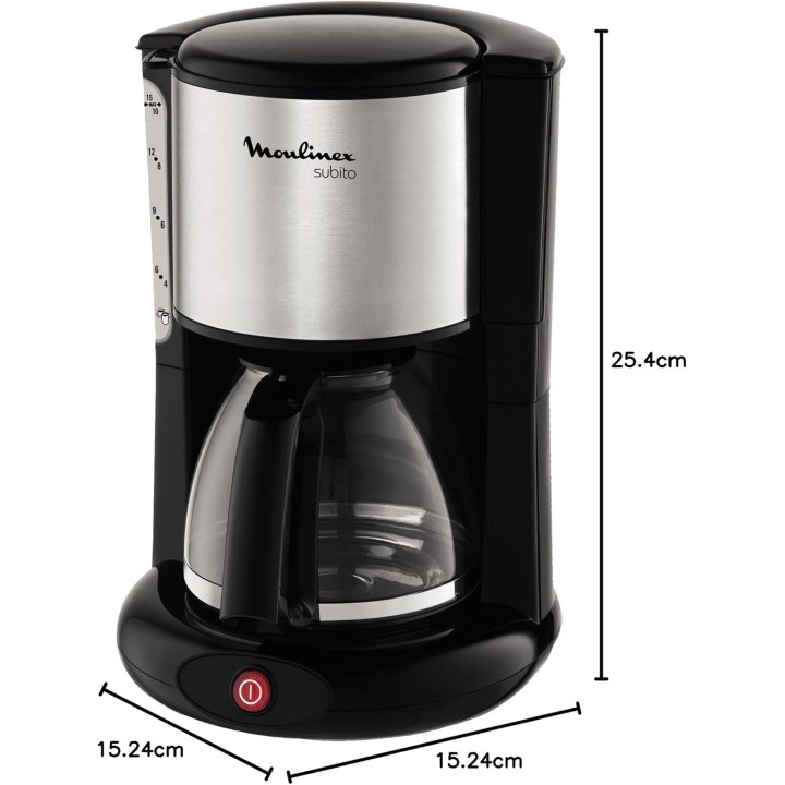 Cafetière filtre électrique 10-15 tasses - Anti-goutte, maintien au chaud, Moulinex gris