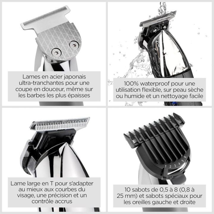 Tondeuse à barbe sans fil waterproof - Lames XL acier japonais - BaByliss Super-X Metal