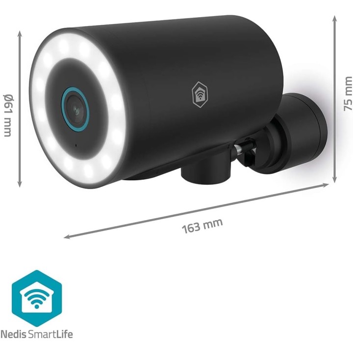 Caméra extérieure de sécurité 4K Ultra HD Wi-Fi 6 vision nocturne couleur Nedis