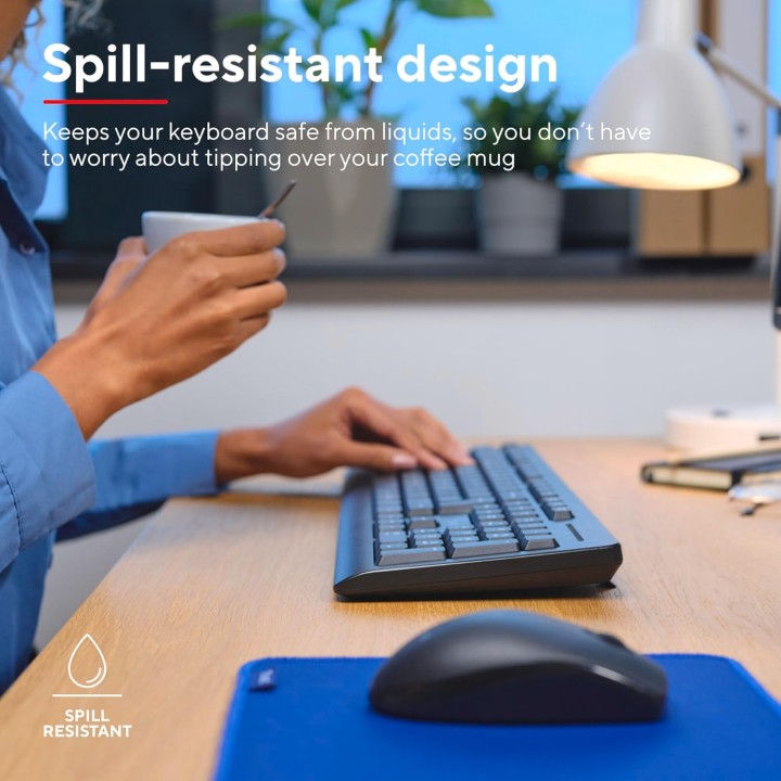 Pack clavier et souris sans fil Trust - AZERTY français, pavé numérique, résistant éclaboussures