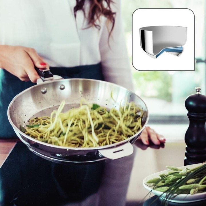 Set de 3 casseroles inox empilables avec poignée amovible 16/18/20 cm - Lagostina