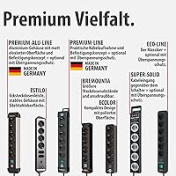 Multiprise 6 prises avec protection surtension, interrupteur et câble 5m - Brennenstuhl anthracite