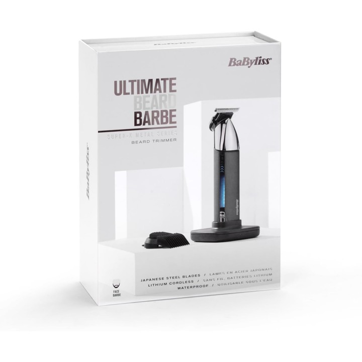 Tondeuse à barbe sans fil waterproof - Lames XL acier japonais - BaByliss Super-X Metal