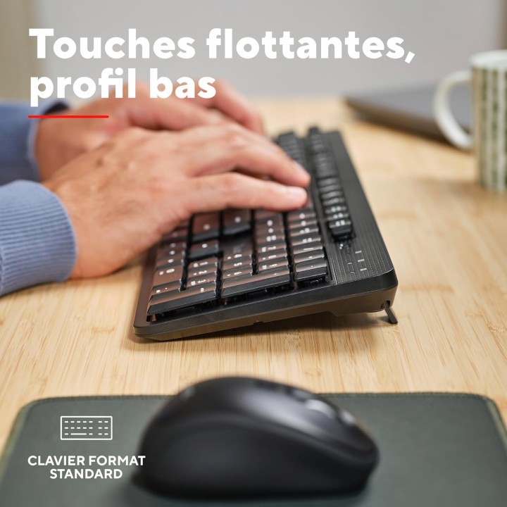 Pack clavier et souris sans fil Trust - Silencieux AZERTY résistant éclaboussures noir