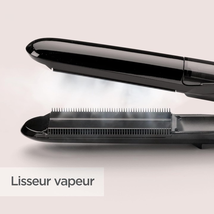 Lisseur vapeur BaByliss - Plaques larges céramique, 5 températures, arrêt auto