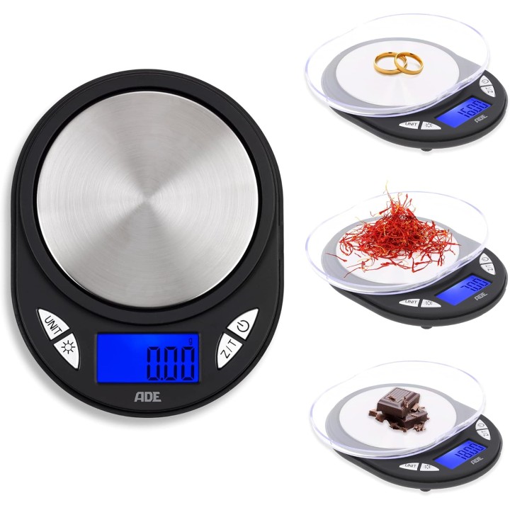 Balance de précision digitale 0,01g ADE TE1700 - Acier brossé noir compacte