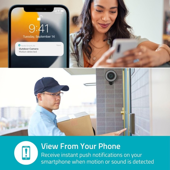 Caméra extérieure de sécurité 4K Ultra HD Wi-Fi 6 vision nocturne couleur Nedis