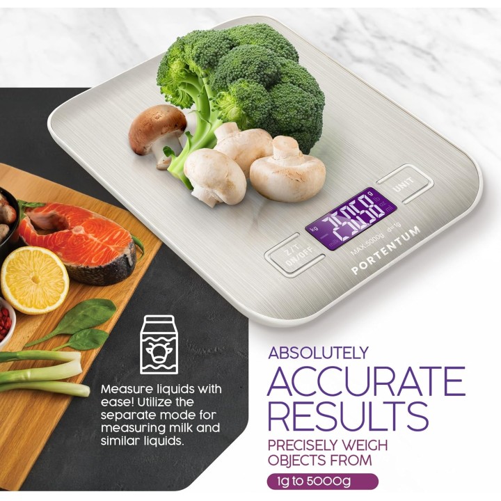 Balance de cuisine électronique extra-plate 5 kg - Précision 1 g - Inox