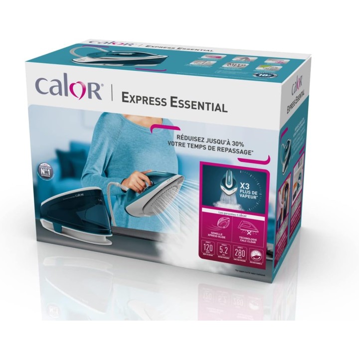 Centrale vapeur Calor Express Essential - Débit vapeur 120 g/min, semelle céramique