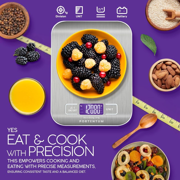 Balance de cuisine électronique extra-plate 5 kg - Précision 1 g - Inox