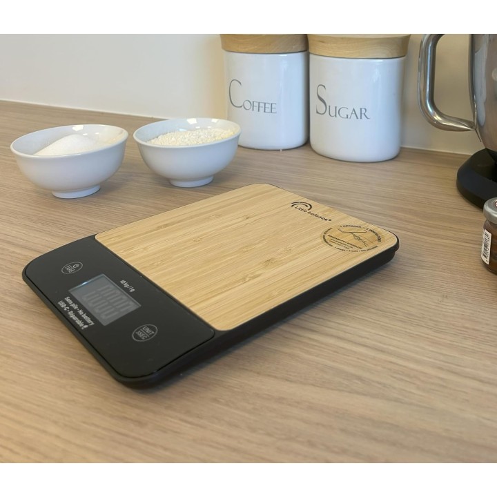 Balance de cuisine USB rechargeable extra plate 10 kg bambou - Little Balance 8712