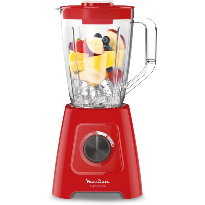 Blender Moulinex Blendforce 600W - 2L - Rouge - Smart Lock et glace pilée