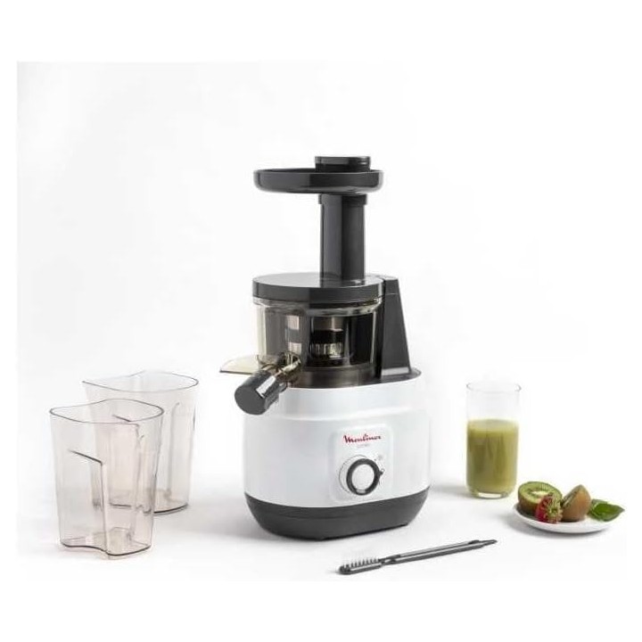 Extracteur de jus électrique pressage à froid Moulinex Juiceo silencieux - acier inoxydable
