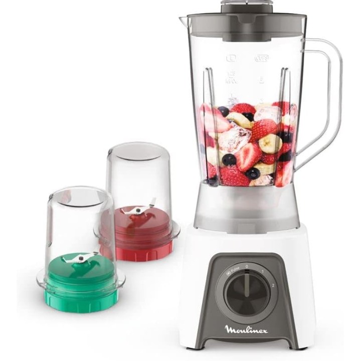 Blender Moulinex LM2C3110 - 1,5 L - 450 W - Blanc - Mixeur et Hachoir polyvalent