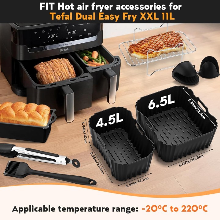 Kit accessoires air fryer complet - Moulinex XXL 11L - silicone alimentaire et inox