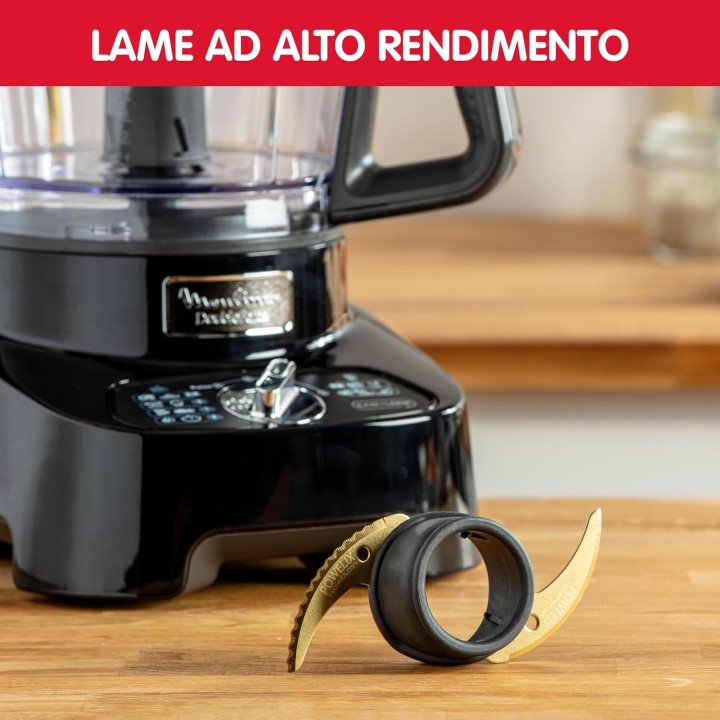 Robot multifonction Moulinex DoubleForce 1000 W - Bol 3 L, lames titanium, sécurité EasyLock