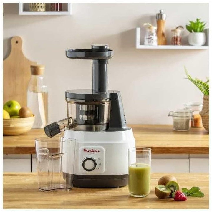 Extracteur de jus électrique pressage à froid Moulinex Juiceo silencieux - acier inoxydable