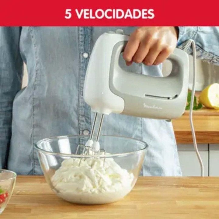 Batteur électrique Moulinex Prep'Mix 450 W - 5 vitesses turbo - Fouets et crochets inox