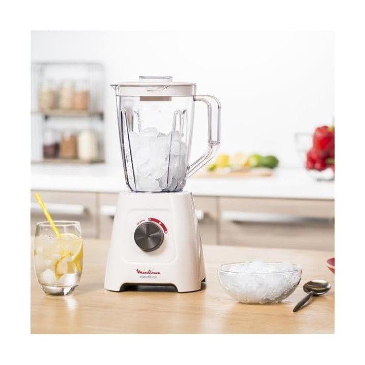 Blender Moulinex LM420110 - 2L 600W acier inoxydable léger - blanc