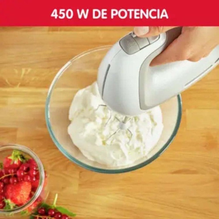 Batteur électrique Moulinex Prep'Mix 450 W - 5 vitesses turbo - Fouets et crochets inox